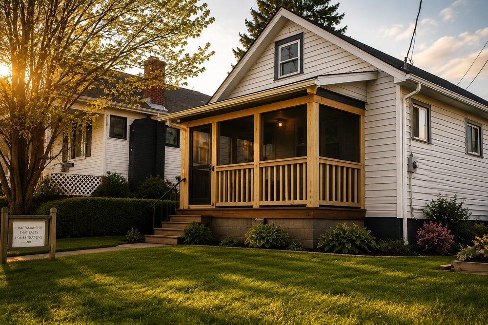 Craftsman-style home with a newly built screened porch addition